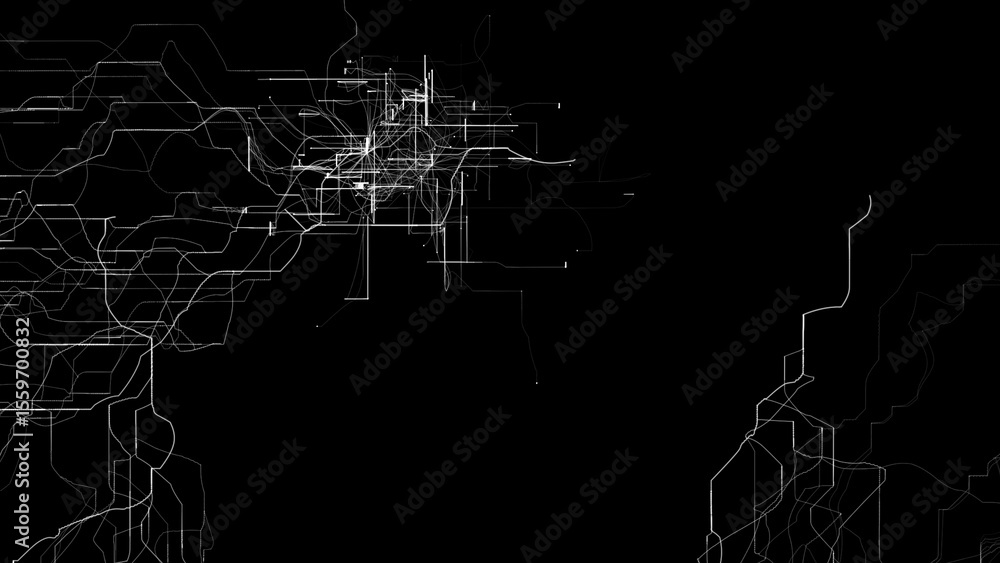 Obraz premium 電気回路・ネットワークを表現したコンピューターグラフィック