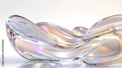 Elegant Curved Glass Sculpture with Soft Reflections and Light Play
