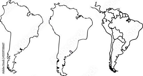 Three Outline Maps of South America