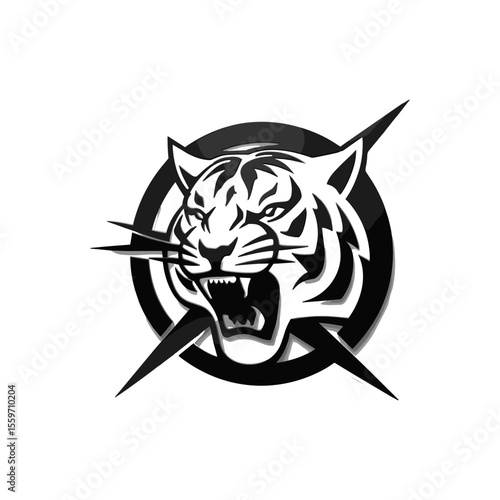 "Angry Tiger Head Logo – Fierce Wild Animal Emblem Vector for Sports and Branding"

