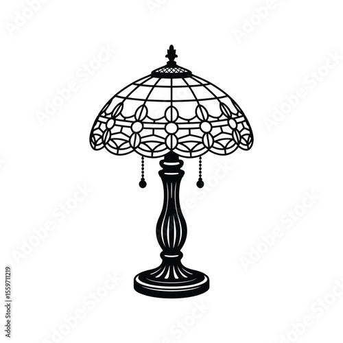 Elegant Table Lamp Silhouette with Decorative Shade and Base Design