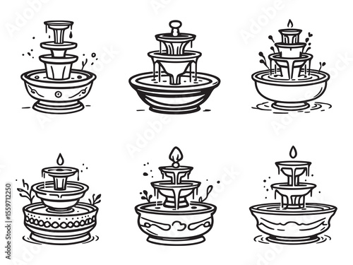 Minimalist line art tabletop water fountain design vector