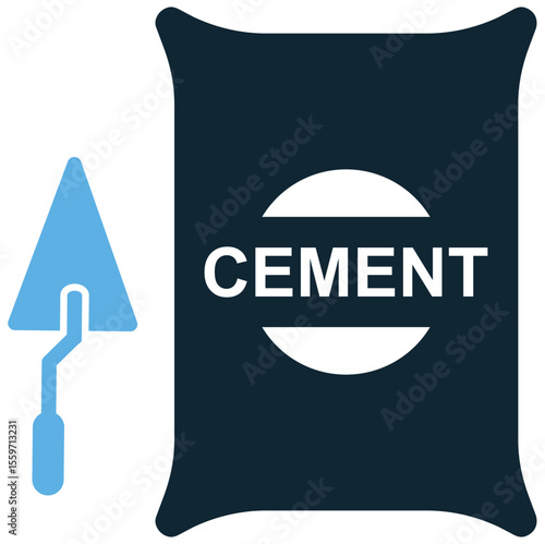 Cement icon vector, representing building material and concrete foundation. Perfect for construction projects, masonry, heavy-duty applications, and industrial supplies.