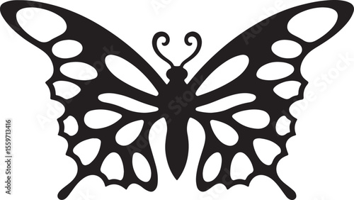 Detailed Black Butterfly Silhouette - Nature Insect Vector
