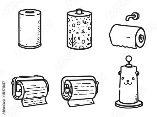 minimalist paper towel holder vector line drawing