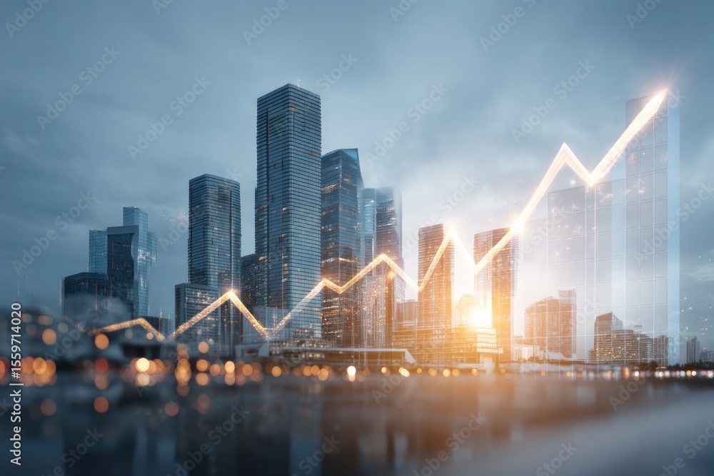 Fototapeta premium City skyline growth chart