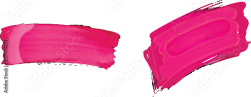 Set of 2 Pink Acrylic Paint Brush Strokes Vector