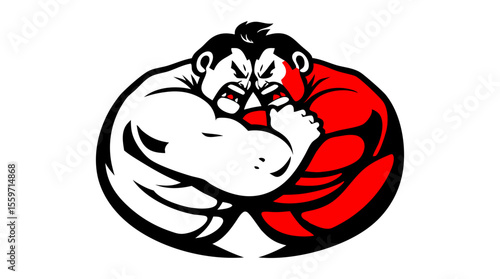 Cartoon Sumo Wrestlers Fighting – Traditional Japanese Wrestling Characters in Action Poses