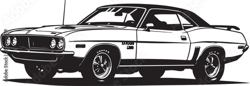 Vintage American Muscle Car Vector Illustration - Classic Challenger