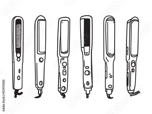 minimalist style hair straightener outline vector illustration