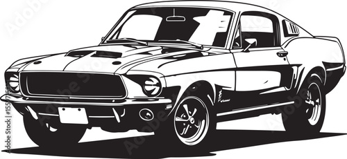 Vintage American Muscle Car Vector Illustration - Classic Challenger
