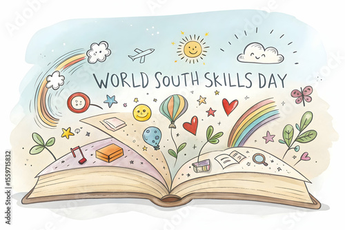 world youth skills day, illustrating the magic of reading and the pursuit of knowledge