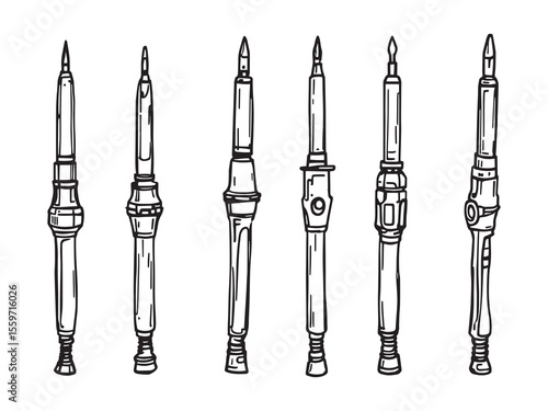 minimalist style soldering iron drawing vector outline design