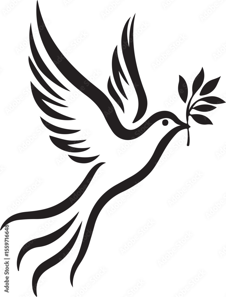 Obraz premium Simple Peace Dove with Olive Branch Vector Icon