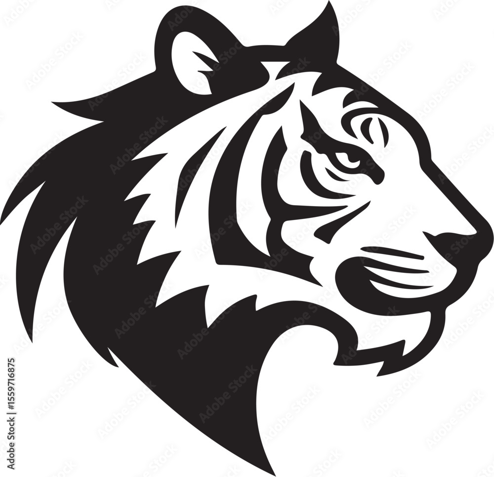 Fototapeta premium Powerful Tiger Head Side View - Wild Feline Vector Graphic