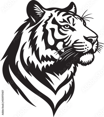Wallpaper Mural Powerful Tiger Head Side View - Wild Feline Vector Graphic Torontodigital.ca
