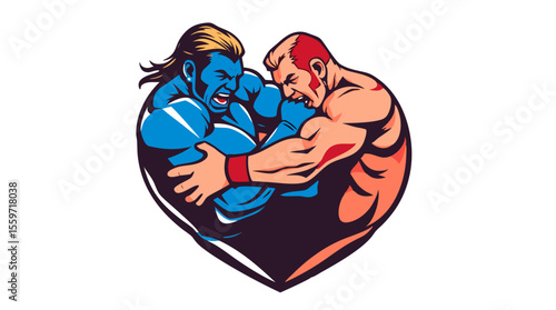 Boxer Face-Off – Red vs Blue Fighters in Combat Stance