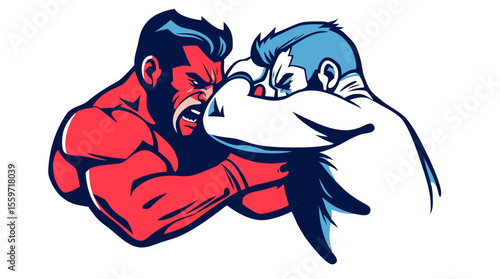 Boxer Face-Off – Red vs Blue Fighters in Combat Stance