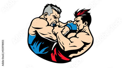 Boxer Face-Off – Red vs Blue Fighters in Combat Stance
