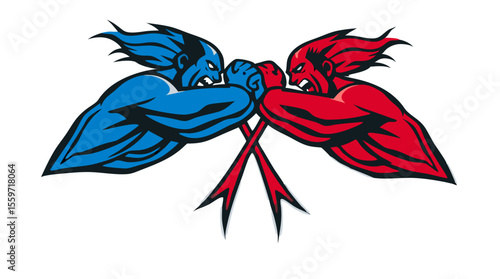 Boxer Face-Off – Red vs Blue Fighters in Combat Stance