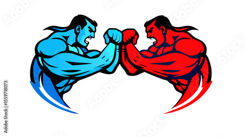 Boxer Face-Off – Red vs Blue Fighters in Combat Stance