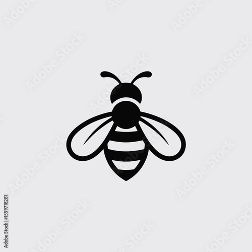 Simple Black Bee Silhouette stylized black bee graphic