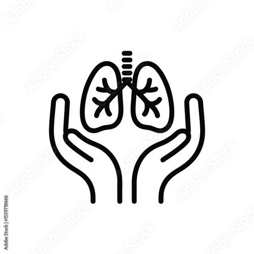 Lung Health Care Hands Holding Lungs Icon Respiratory System Protection