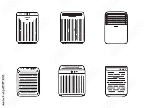 modern air purifier clean fresh indoor air vector line art