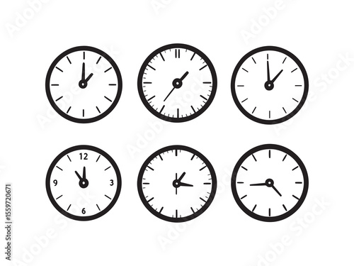 modern classic wall clock line art vector graphic
