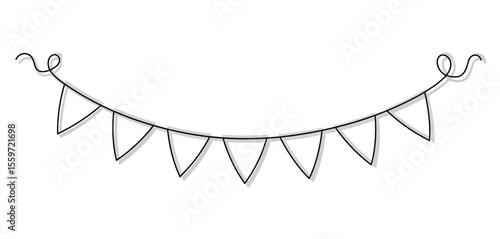 One Line Drawing of Party Triangular Streamers
