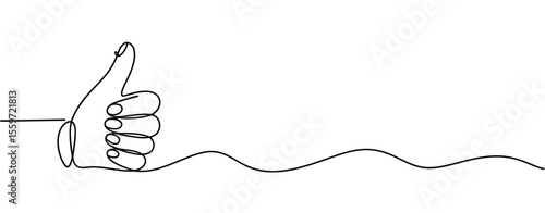 One Line Drawing of a Thumbs Up Hand