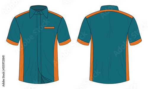 Obraz na plátně Short sleeve work uniform template front and back view