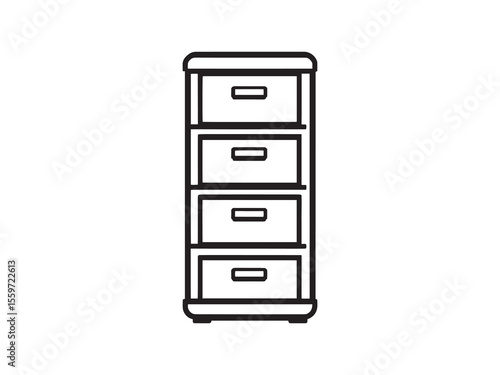 modern filing cabinet simple line drawing design