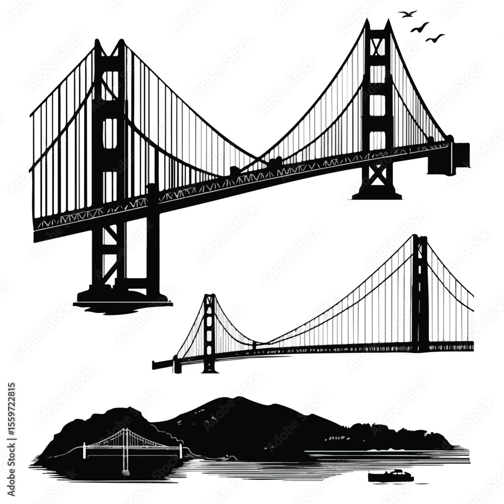 Fototapeta premium golden gate bridge silhouette
