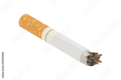 Used Cigarette Illustration Isolated on White