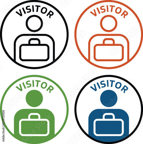 Visitor badge icon set vector illustration business guest access symbol sign