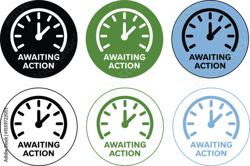 Awaiting action icon set vector graphic design element for web and print use