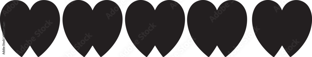 Fototapeta premium Vertical Black Abstract Heart Droplet Shapes Vector Set