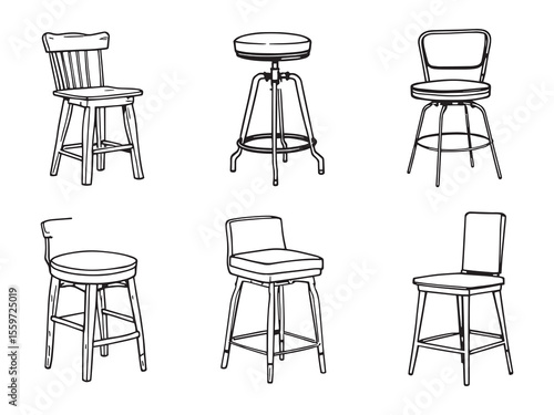 modern minimalist counter stool line art vector design