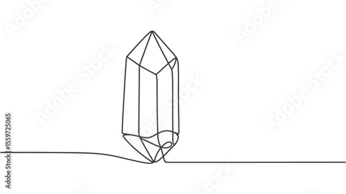 Minimalist Crystal Drawing Single Line Art of Gemstone Illustration