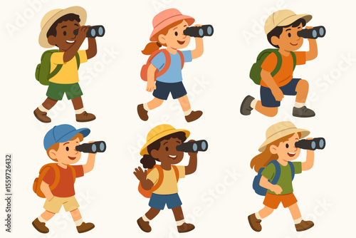 Vector Set Capturing a moment of childhood curiosity