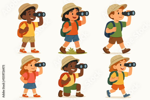 Vector Set Capturing a moment of childhood curiosity