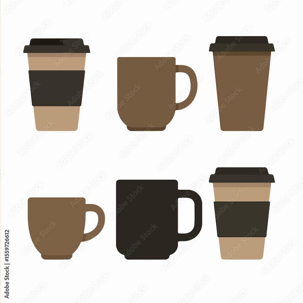 Obraz premium Vector Set Coffee Mug Icon on white background