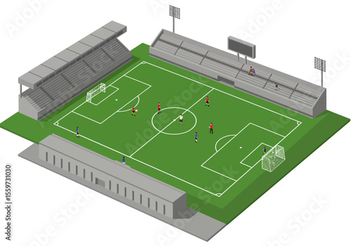 Soccer field in flat style. Football stadium vector illustration on white background. Sport plan sign business concept. 