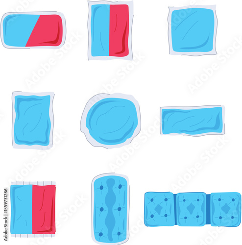 reusable hot cold gel pack set cartoon vector illustration