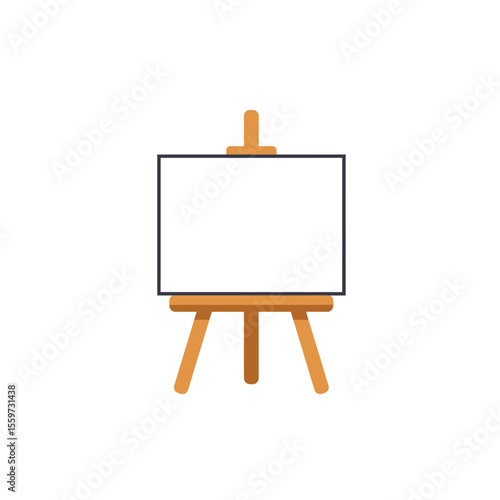 Painting easel icon in flat style. Canvas vector illustration