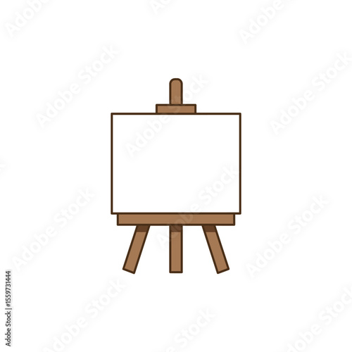 Painting easel icon in flat style. Canvas vector illustration