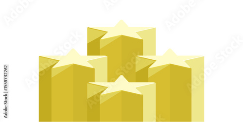 Yellow star podium stage pedestal and platform vector, a bright, celebratory display composition. Ideal for awards ceremonies, achievement recognition, product launches, and positive showcases.