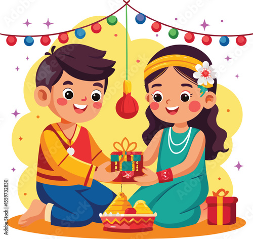 
Happy raksha bandhan traditional festival background vector illustration
