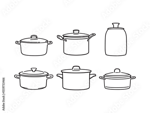 Outline vector graphic showing stockpot used for boiling food